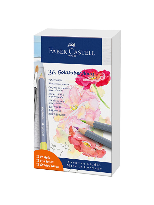 Faber-Castell Goldfaber Aqua Boya Kalemi Hediye Seti 36’lı, 12 Pastel ve 24 Klasik Renk, Yüksek Pigmentli