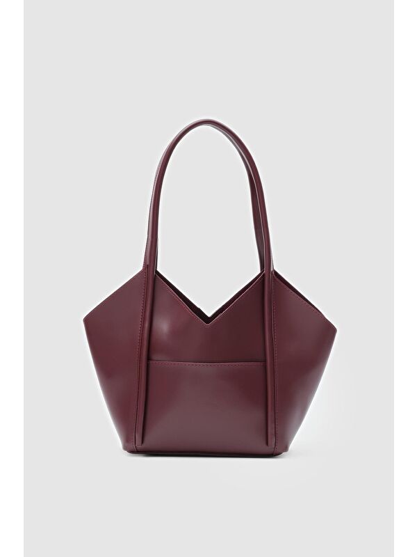Shulebags Geza Asimetrik Omuz Çantası Bordo