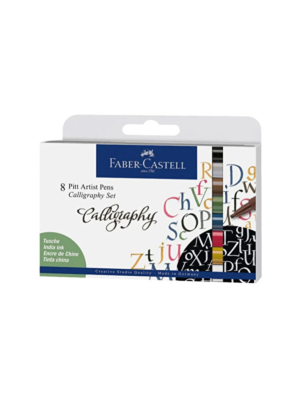 Faber-Castell Pitt Artist Pen Kaligrafi Seti 8'li,Profesyonel Kaligrafi ve El Yazısı İçin Özel Tasarım
