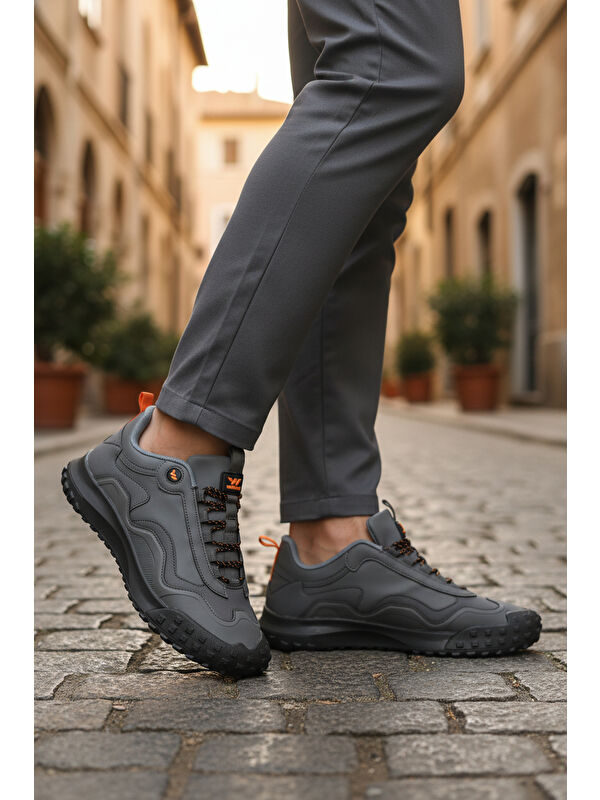 Füme Bağcıklı Kaymaz Taban Erkek Spor Ayakkabı Mosk 2049 M - Görsel 4