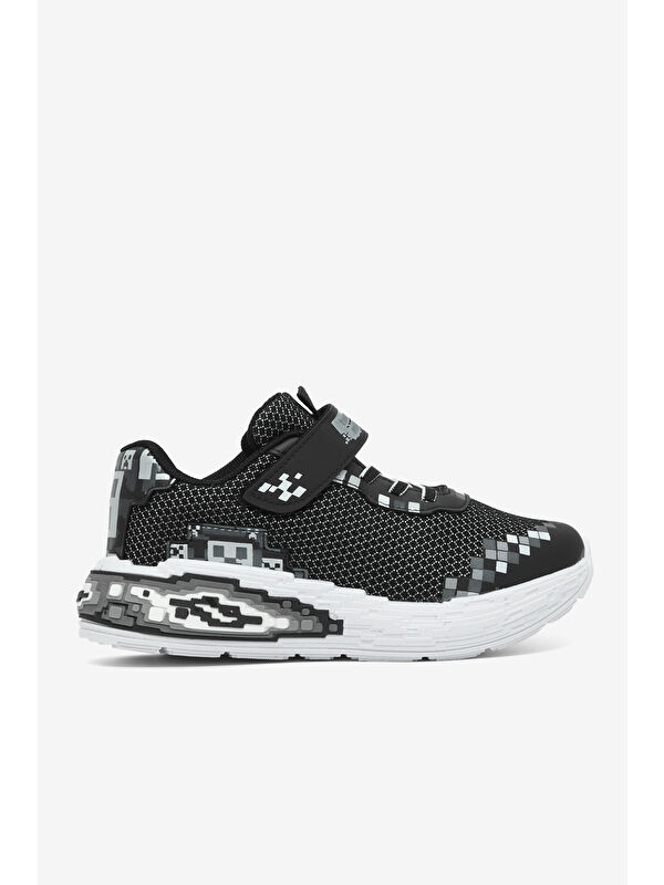 TONNY BLACK Çocuk Unisex Siyah Rahat Kalıp Nefes Alabilen Cırtlı Işıklı Sneaker