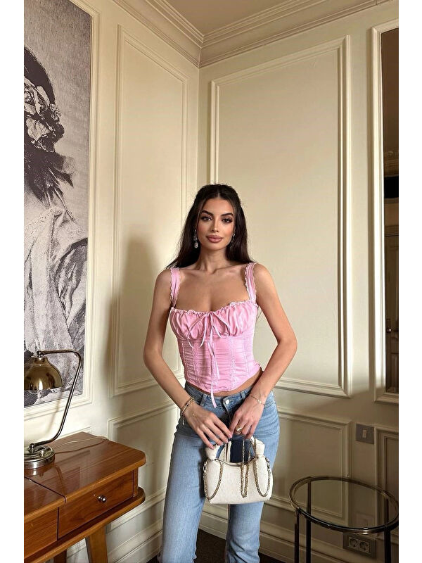 eka Kadın Pembe Dantelli Büstiyer 1041-2555