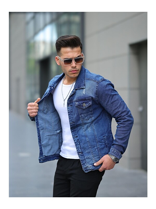 Comstar Erkek A Kalite Slim Fit Denim Jean Ceket