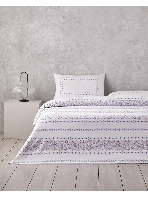 English Home Minibloss Pamuklu Çift Kişilik Nevresim Seti 200x220 cm Lila