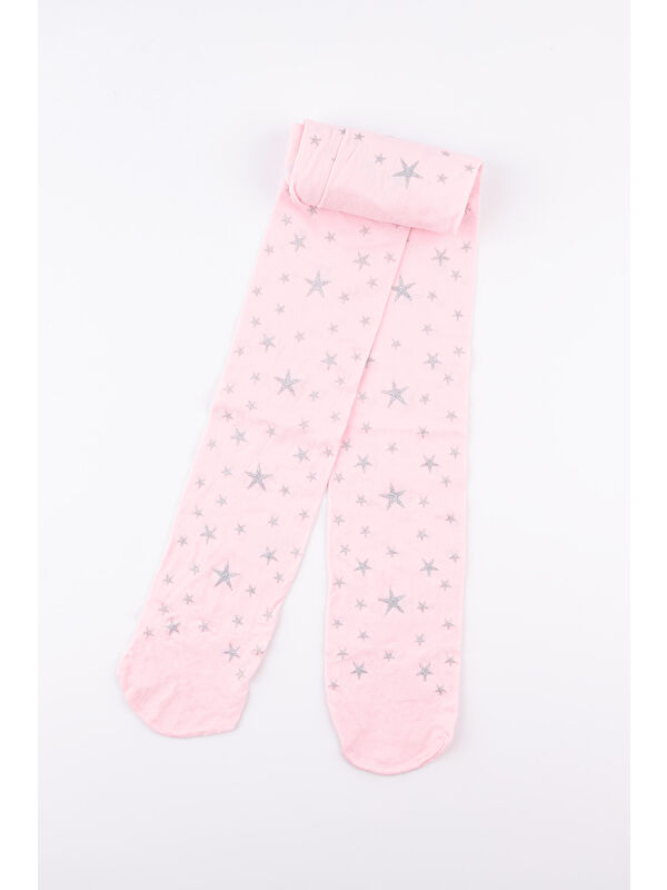 Le Mabelle Pembe Simli Yıldızlı Kız Çocuk Muz Külotlu Çorap