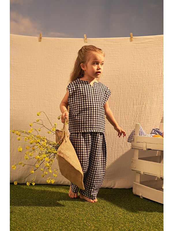 Oh La La Koala For Little Ones Lacivert Daisy Picnic Serisi Balon Pantolonlu İkili Takim