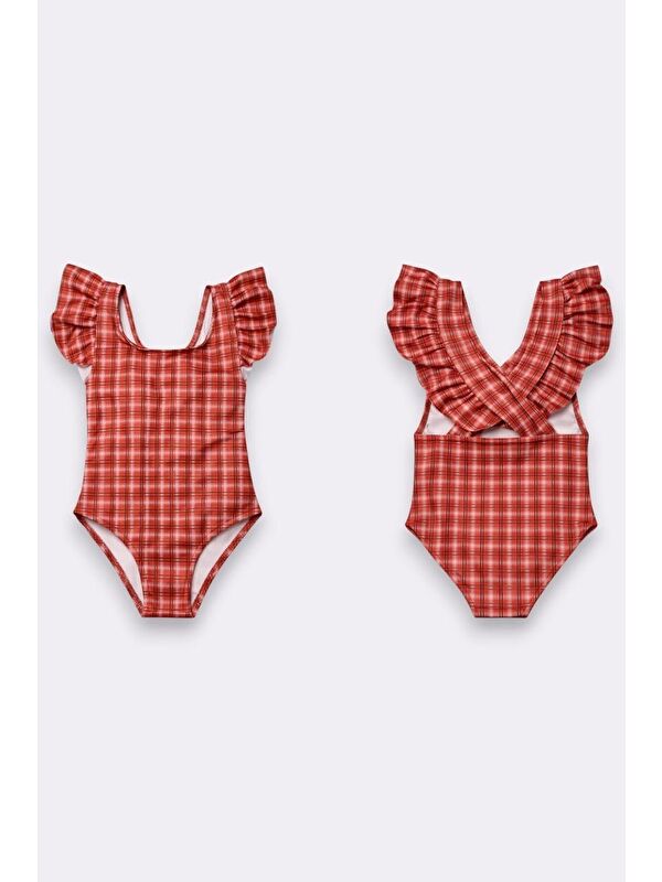 My Kids Wear Kız Çocuk Fırfır Detaylı Tasarım Çapraz Askılı Mayo 12728