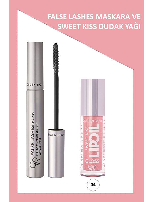 GOLDEN ROSE False Lashes Hacim Veren Maskara & Sweet Kiss Meyveli Dudak Parlatıcı Set