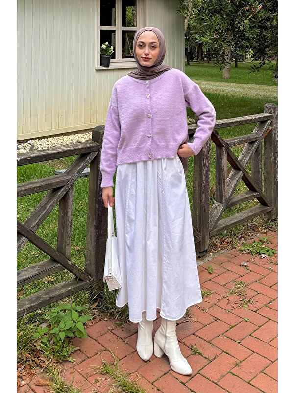 Lamelif Sakallı Basic Hırka Lila