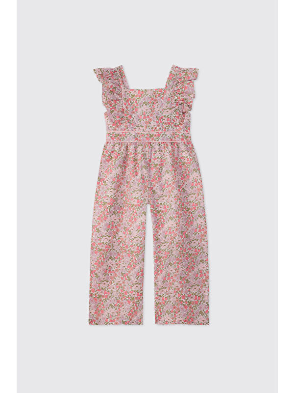 Panço Liberty Kumaş Kız Bebek Pembe Salopet