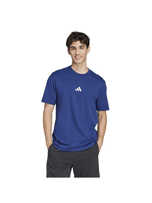 Adidas Small Logo Sj Erkek Lacivert Yuvarlak Yaka Spor Tişört