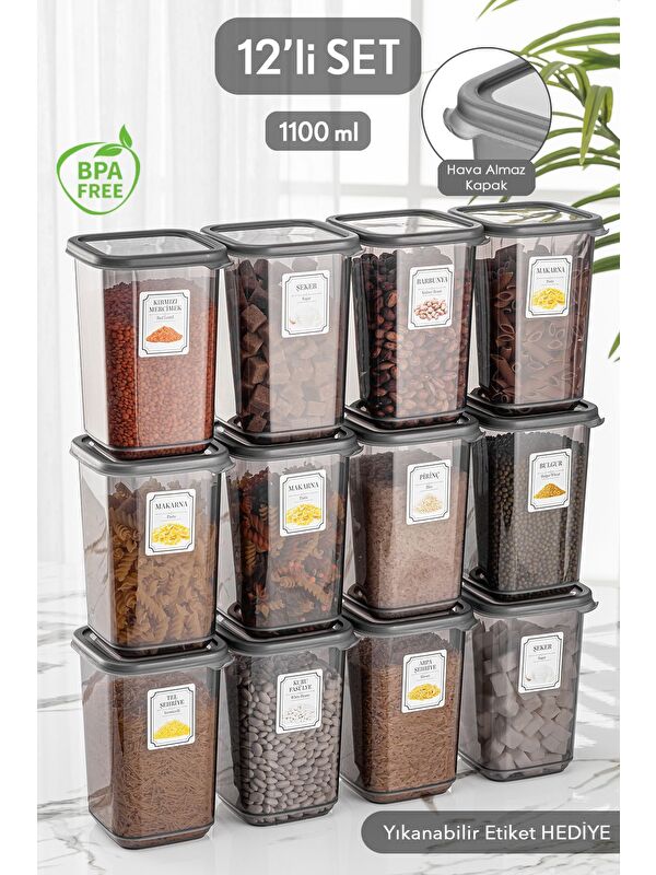 Meleni Home 12'li Kare Kapaklı Erzak Saklama Kabı 10 l