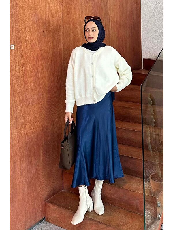 Lamelif Sakallı Basic Hırka Beyaz