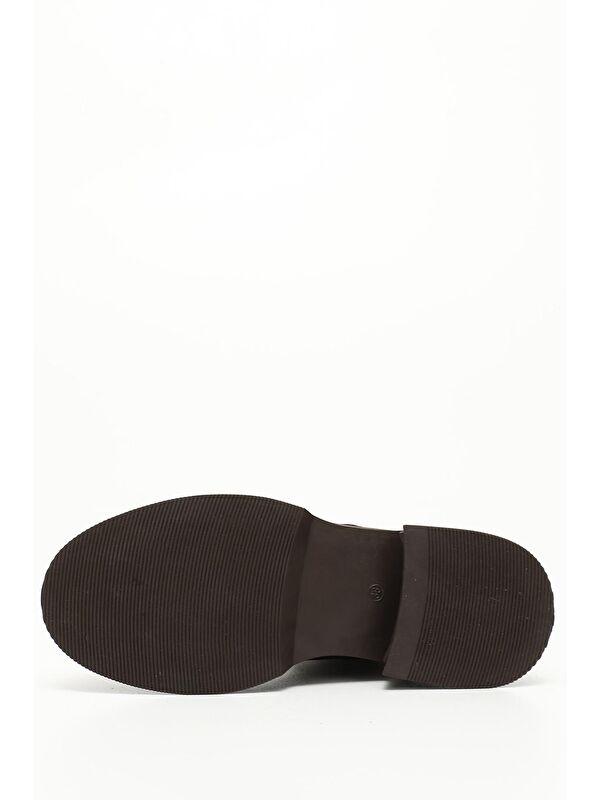 KIZIL KAHVERENGİ Hakiki Deri Yuvarlak Burun Termo Taban Bağcıklı Fermuarlı Kadın Postal Bot 51455 - Görsel 6