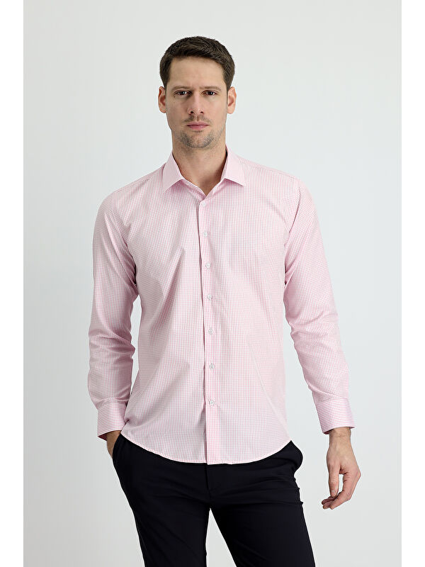 Kiğılı Uzun Kol Slim Fit Dar Kesim Ekose Pamuklu Gömlek