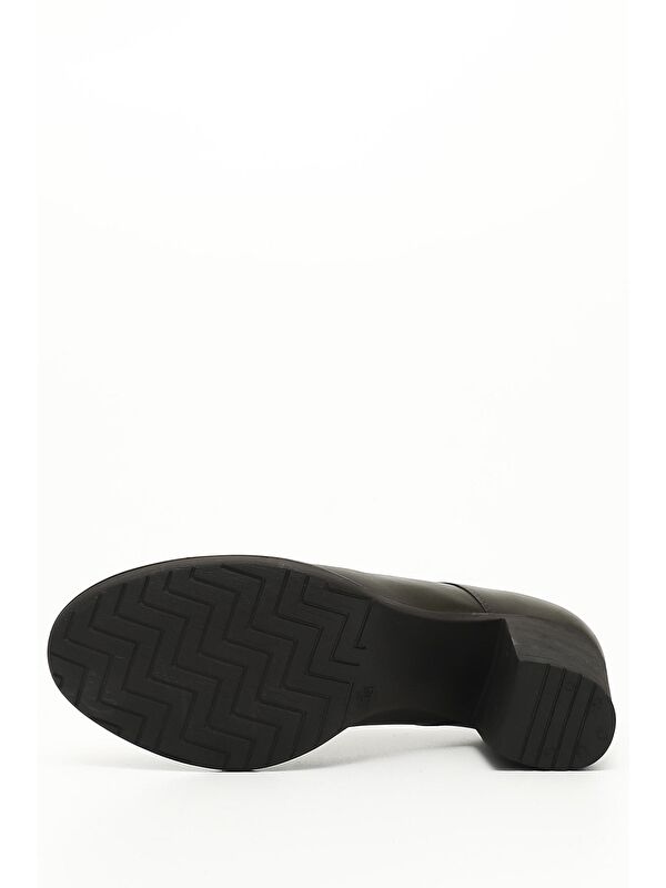 Gonderi(r) Kahverengi Gonderi(r) Hakiki Deri Kalın Orta Topuklu Bağcıklı Kadın Ayakkabı