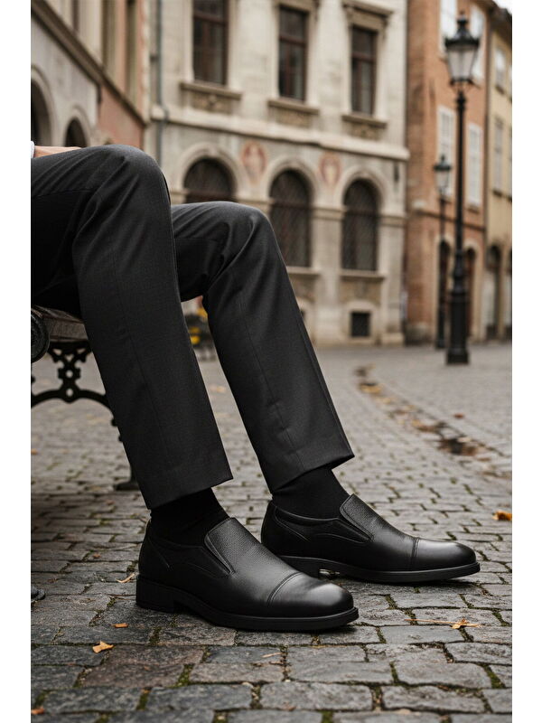 Ayakmod Siyah Ayakmod Hakiki Deri Kaymaz Taban Erkek Klasik Ayakkabı 916 M