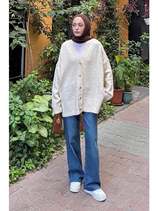 Lamelif Salaş Dokulu Basic Hırka Natural