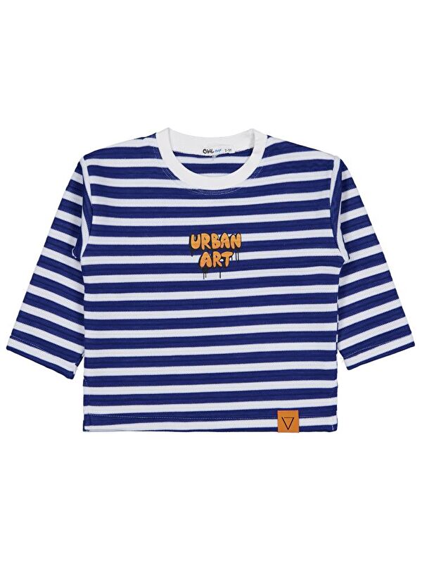 Civil Boys Urban Art Baskılı Çizgili 2-5 Yaş Sweatshirt