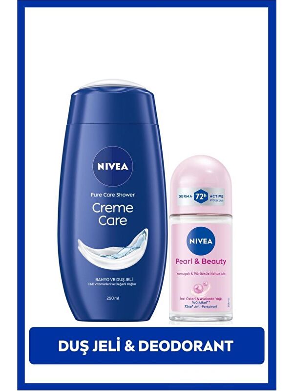 NIVEA Creme Care Nemlendirici Duş Jeli 250ml ve Rollon Deodorant Pearl&Beauty 50ml, 72Saat Anti-perspirant