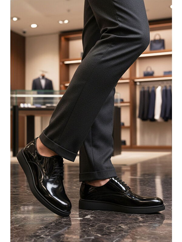 Ayakmod Siyah Ayakmod Hakiki Deri Kaymaz Taban Erkek klasik Ayakkabı 623 M