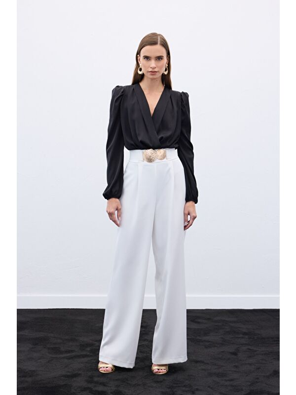 SATEEN Aksesuarlı Pantolon - Ekru