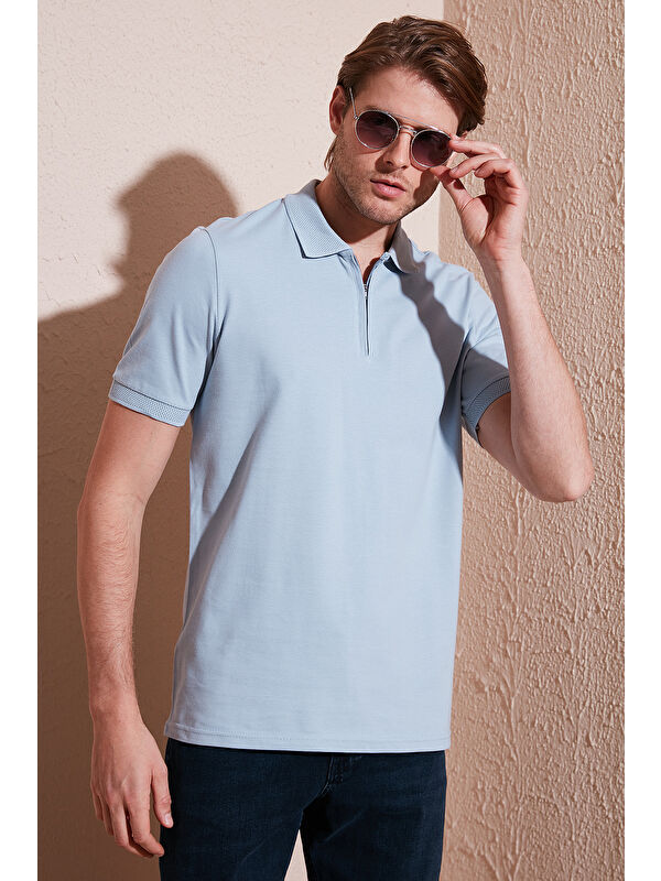 Buratti Pamuklu Regular Fit Yarım Fermuarlı Erkek Polo Yaka Tişört 5901029