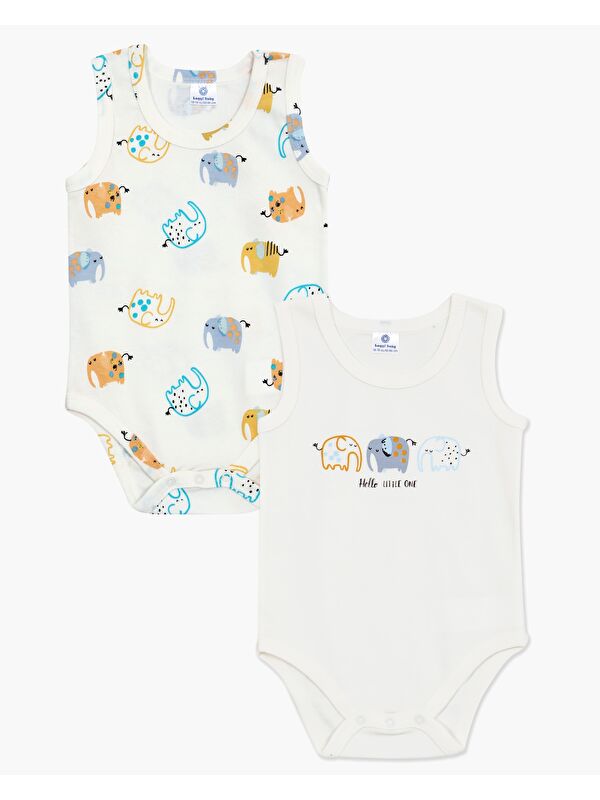 Luggi Baby Bisiklet Yaka Erkek Bebek Atlet Çıtçıtlı Body 2'li