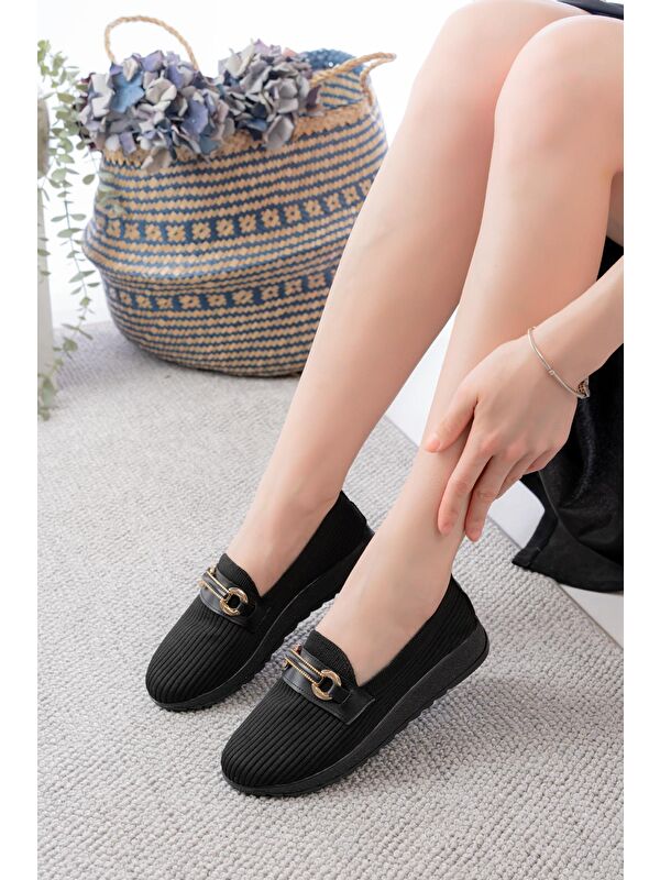 Libba Toka Detaylı Triko Kalın Taban Kadın Günlük Casual Ayakkabı - Görsel 2