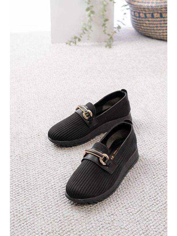 Libba Toka Detaylı Triko Kalın Taban Kadın Günlük Casual Ayakkabı - Görsel 5