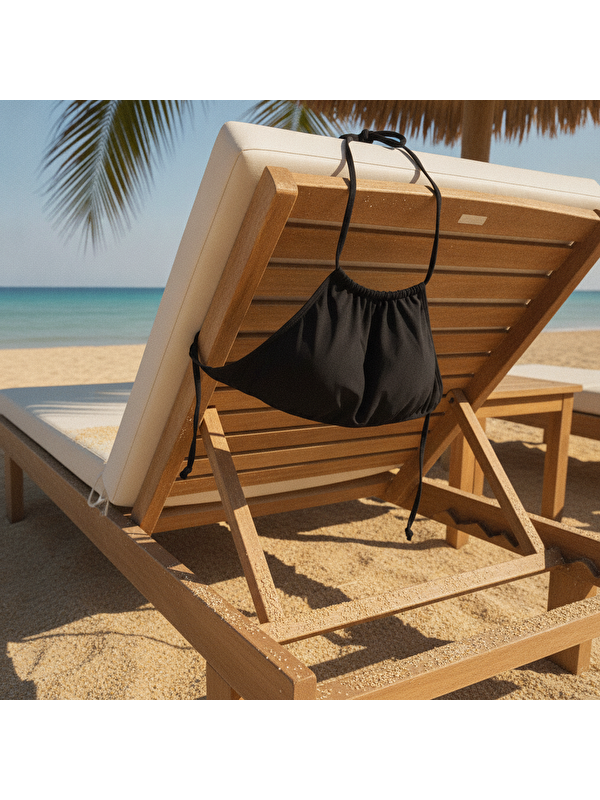 Bonbon Kadın Plaj Giyim Siyah Renk Boyundan Bağlamalı Bikini Üst Bb2646
