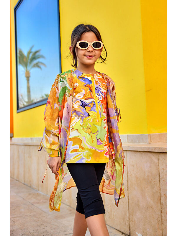 Marina Kız Çocuk Kimono Hafif, Dökümlü Pareo CP2504