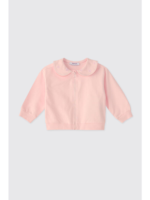 Panço Kız Bebek Fermuarlı Pembe Sweatshirt