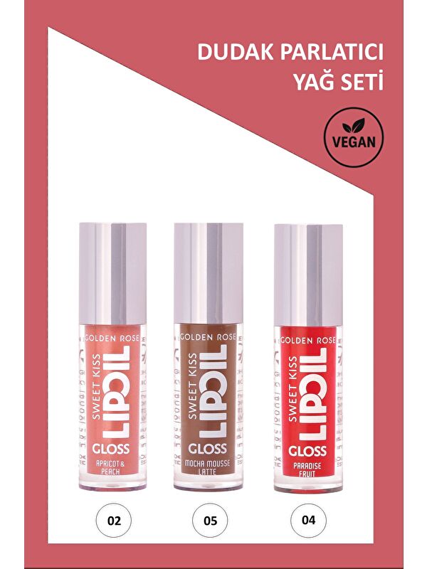 GOLDEN ROSE Sweet Kiss No: 02 - No: 05- No:04 Meyveli Dudak Parlatıcı Seti