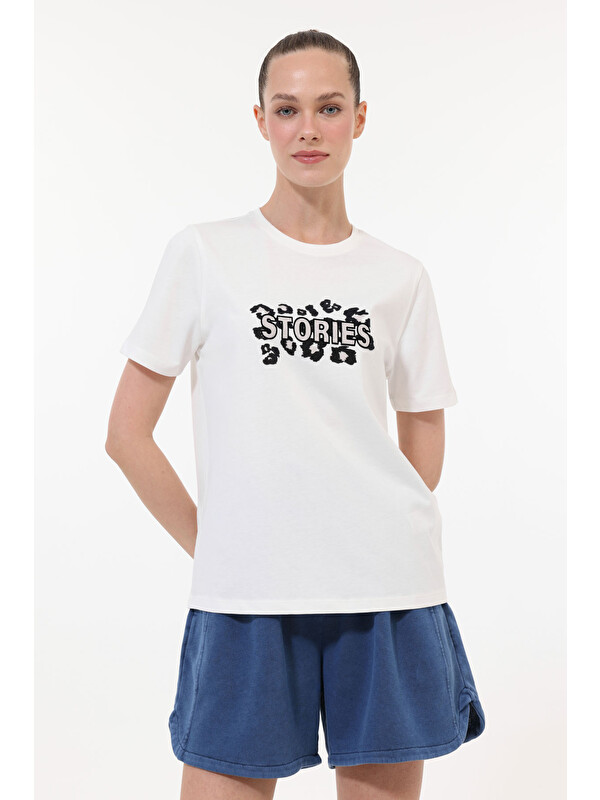 Lumberjack WL 11POWER Ekru Kadın Kısa Kol T-Shirt