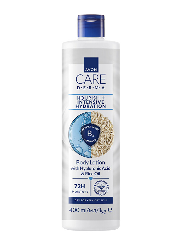 AVON Care Derma Besleyici + Yoğun Nemlendirici Hyalüronik Asit ve Pirinç Yağı İçeren Vücut Losyonu 400m