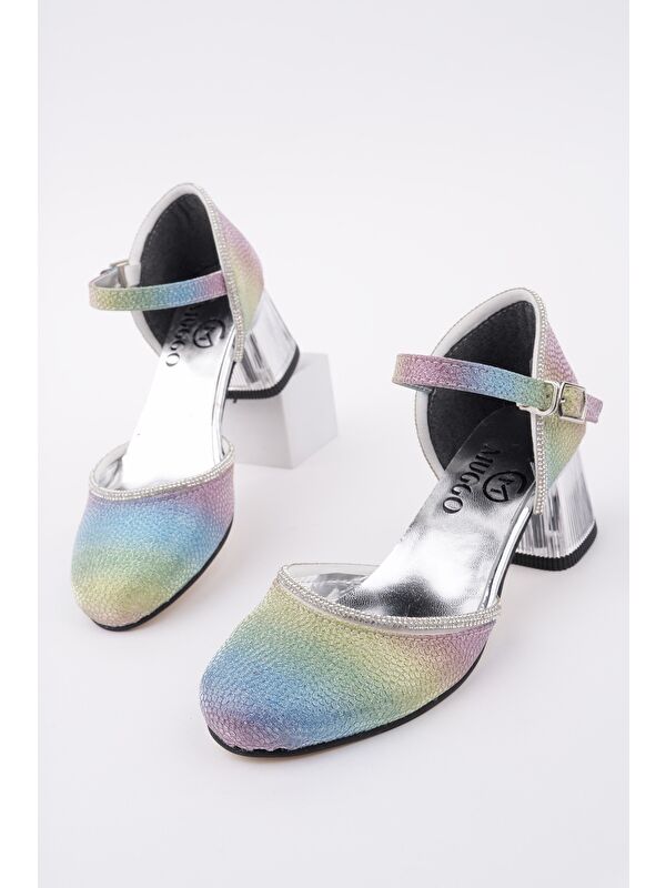 ELSE Bilekten Bağlamalı Simli Kız Çocuk Kısa Topuklu Ayakkabı - Görsel 2