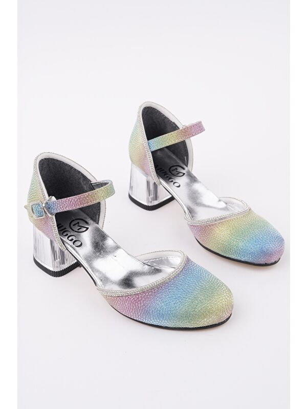 ELSE Bilekten Bağlamalı Simli Kız Çocuk Kısa Topuklu Ayakkabı - Görsel 3