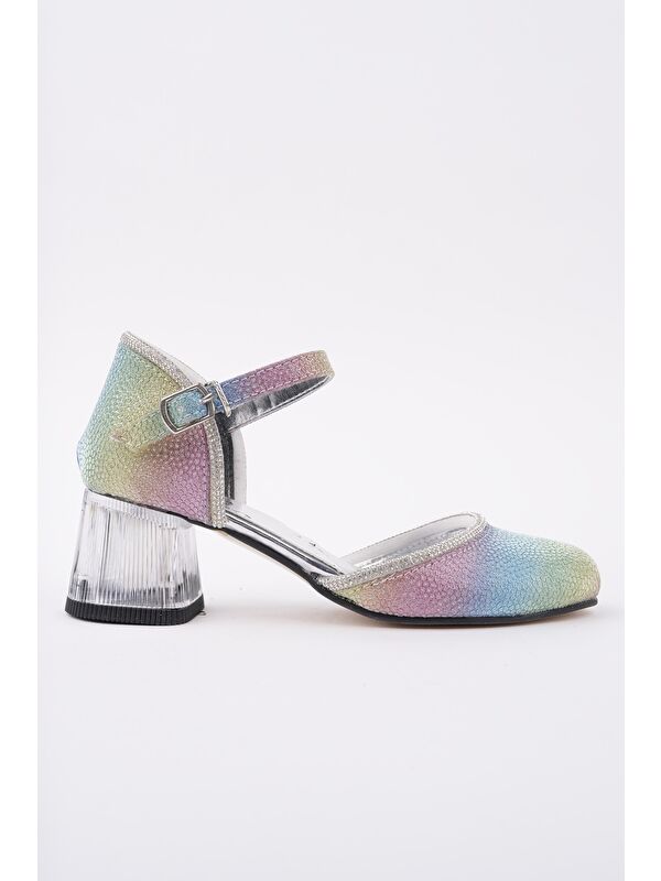 ELSE Bilekten Bağlamalı Simli Kız Çocuk Kısa Topuklu Ayakkabı - Görsel 5