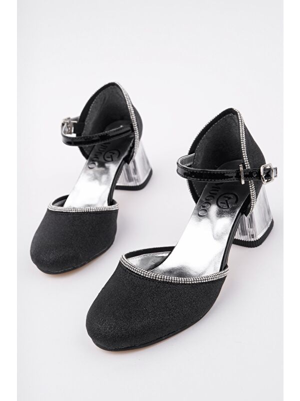 ELSE Bilekten Bağlamalı Simli Kız Çocuk Kısa Topuklu Ayakkabı - Görsel 3