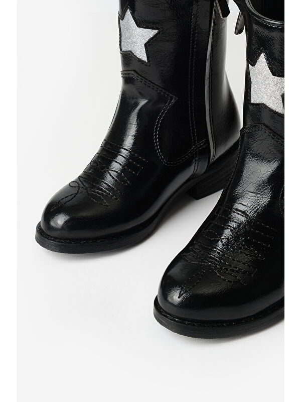 Siyah Yıldız ve Püskül Detaylı Kız Çocuk Kovboy Bot - Görsel 4