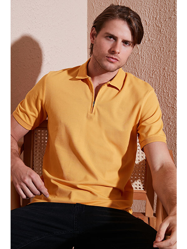 Buratti Pamuklu Regular Fit Yarım Fermuarlı Erkek Polo Yaka Tişört 5901029