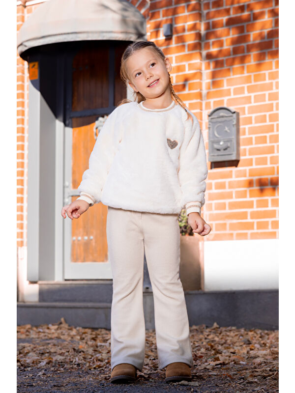 Minycenter Pul Kalp Nakışlı Pelüş Sweatshirt