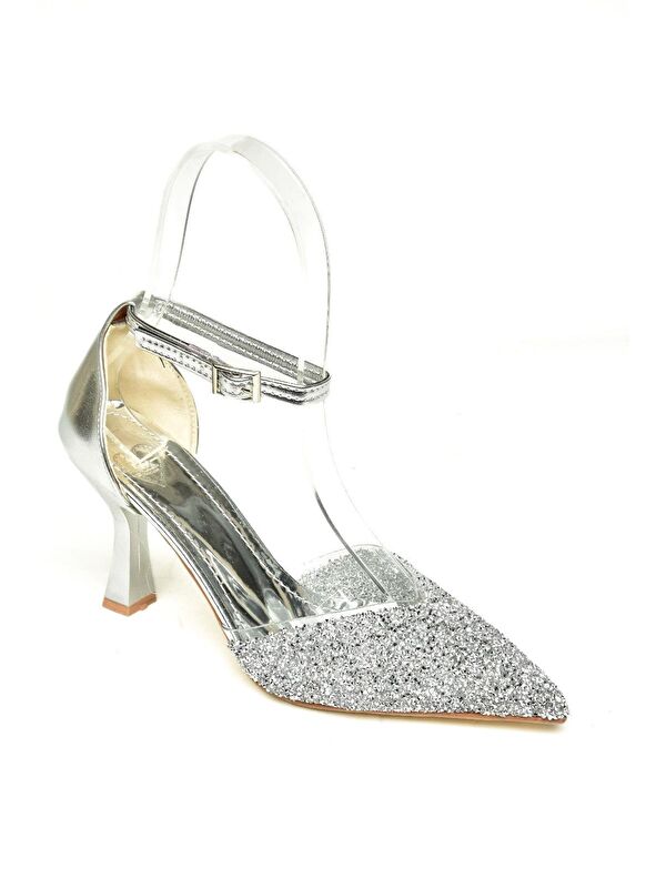 U6146334 Gümüş Kadın Topuklu Ayakkabı - Görsel 8