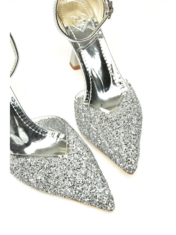 U6146334 Gümüş Kadın Topuklu Ayakkabı - Görsel 9