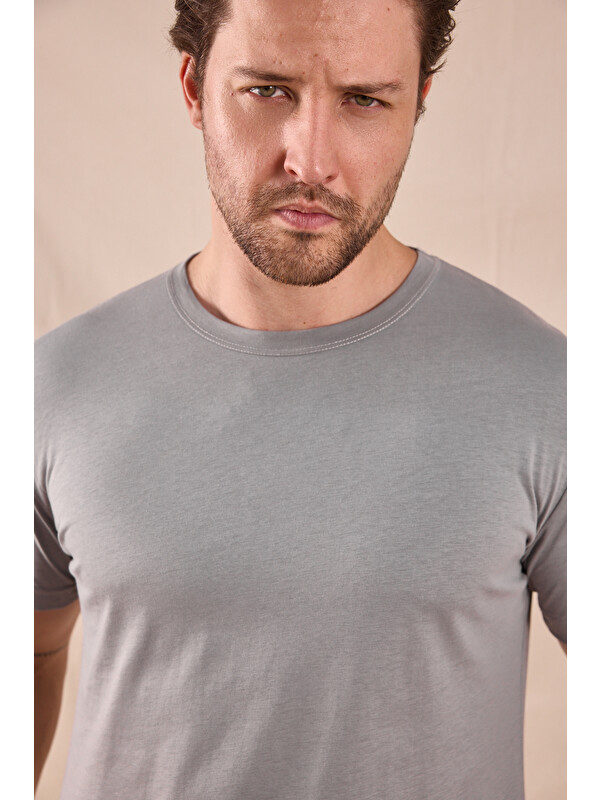 TONNY BLACK Erkek Gri Normal Kalıp Rahat Basic T-Shirt