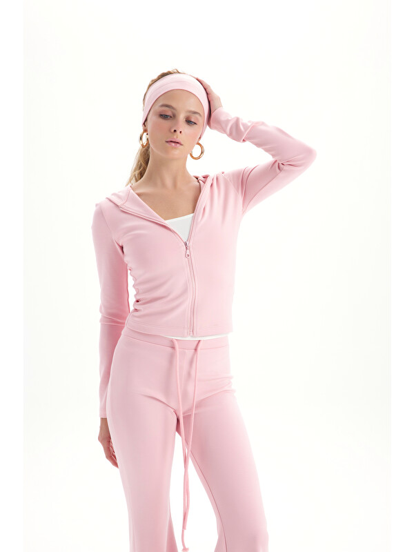 Mai Collection Miyon Bandana Detay Pembe Kapüşonlu Takım