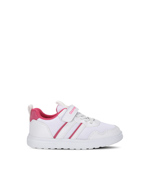 SLAZENGER FREEDOM I Kız Çocuk Cırt Cırtlı Beyaz / Fuşya Günlük Spor Ayakkabısı