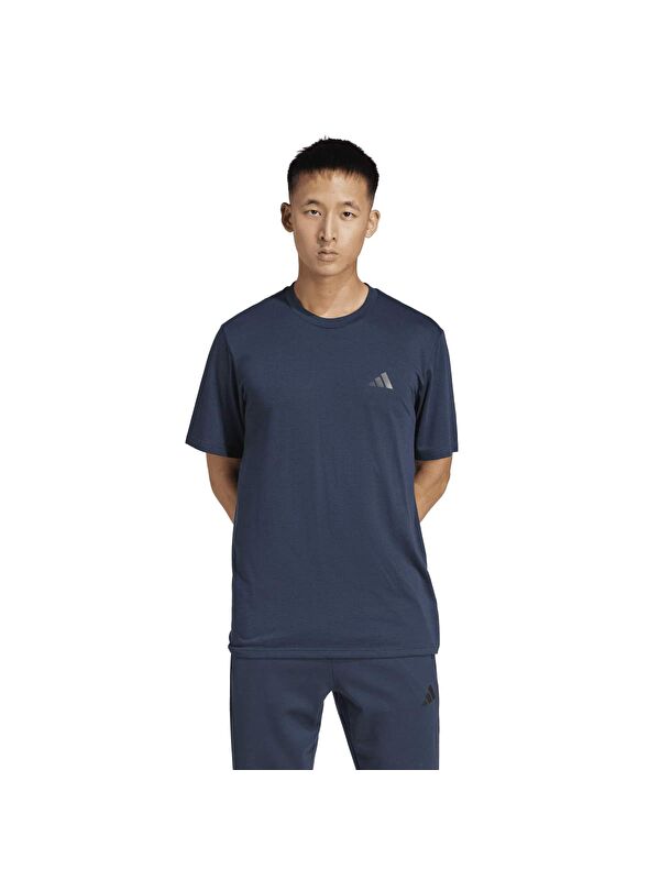 Adidas Training Essentials Comf Erkek Lacivert Yuvarlak Yaka Spor Tişört