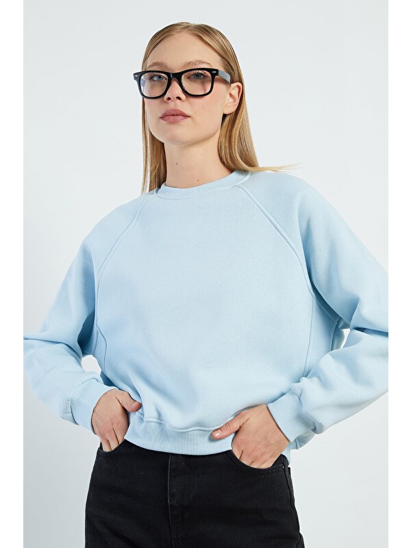 Fullamoda 3 İplik Basic Bisiklet Yaka Oversize Sweatshirt